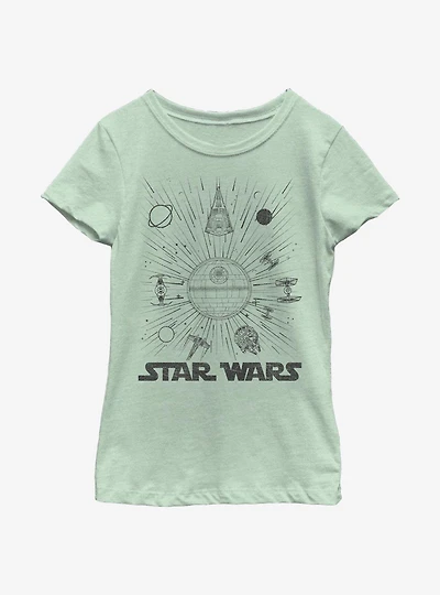 Star Wars Ships Burst Youth Girls T-Shirt