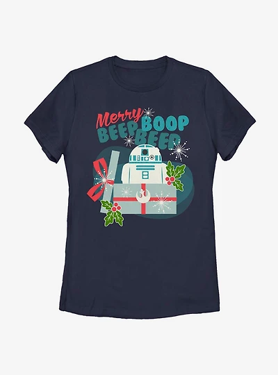 Star Wars Merry Beep Boop R2 Womens T-Shirt