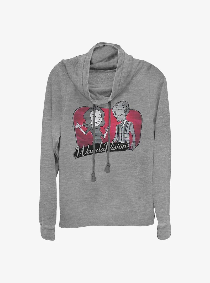 Marvel WandaVision Cartoon Couple Cowlneck Long-Sleeve Girls Top