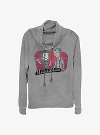 Marvel WandaVision Cartoon Couple Cowlneck Long-Sleeve Girls Top