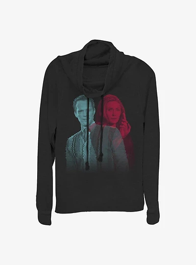 Marvel WandaVision Glitched Couple Vision Cowlneck Long-Sleeve Girls Top