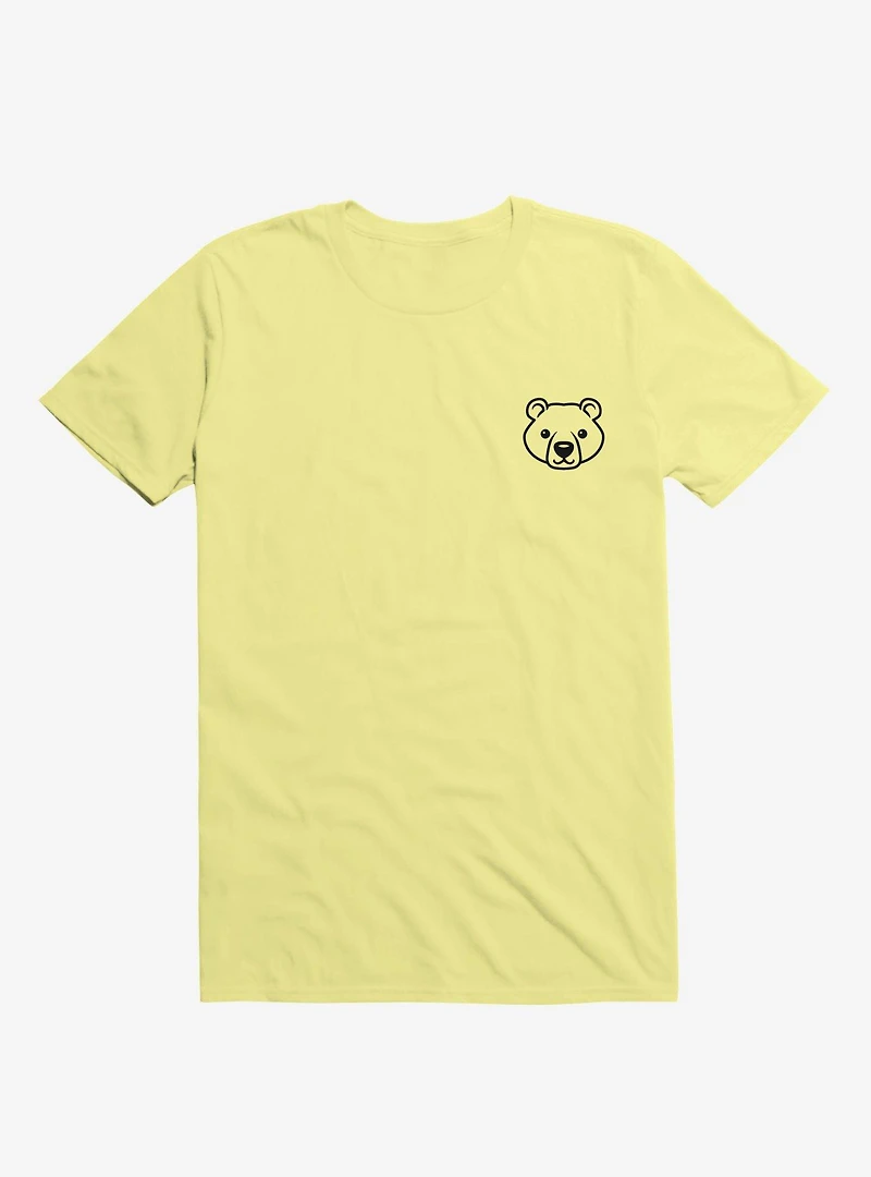 Bear Black And White Minimalist Pictogram Corn Silk Yellow T-Shirt