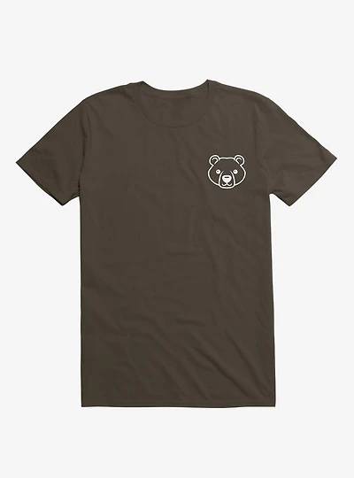 Bear Black And White Minimalist Pictogram Brown T-Shirt