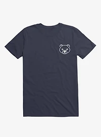 Bear Black And White Minimalist Pictogram Navy Blue T-Shirt