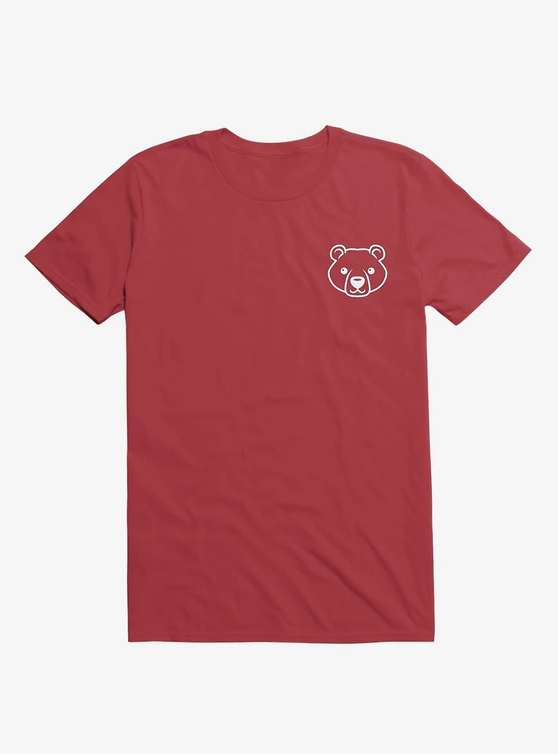 Bear Black And White Minimalist Pictogram Red T-Shirt