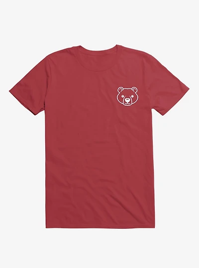 Bear Black And White Minimalist Pictogram Red T-Shirt