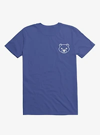 Bear Black And White Minimalist Pictogram Royal Blue T-Shirt