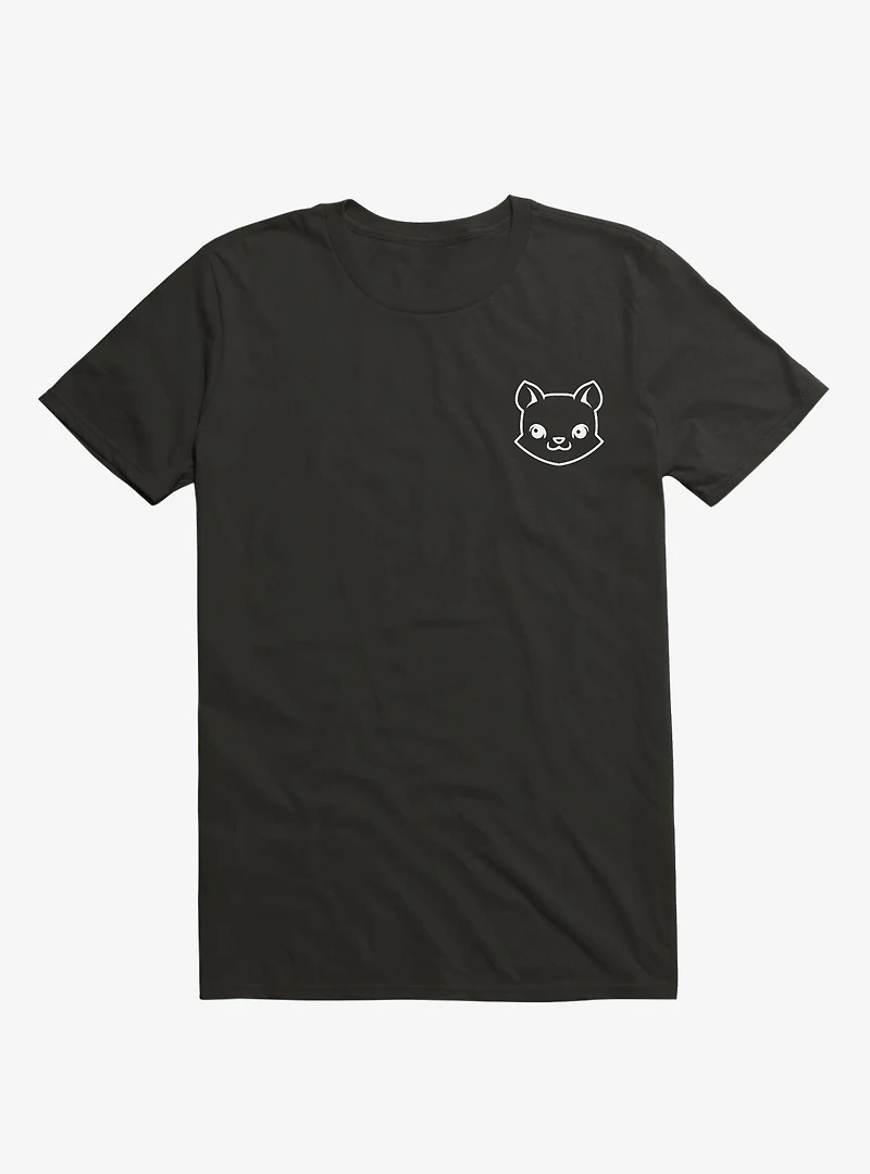 Cat Minimalist Pictogram Black T-Shirt