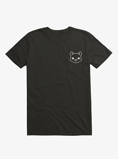 Cat Minimalist Pictogram Black T-Shirt