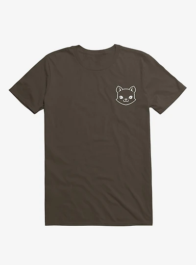 Cat Minimalist Pictogram Brown T-Shirt