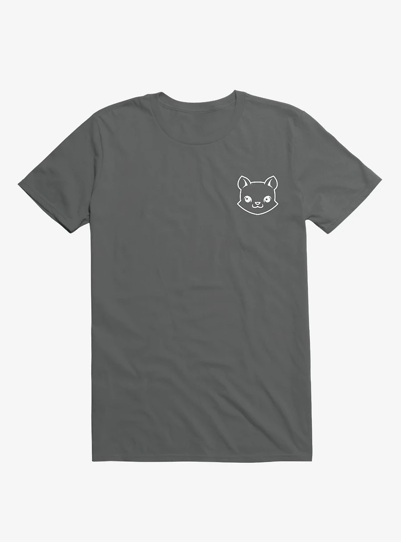 Cat Minimalist Pictogram Charcoal Grey T-Shirt