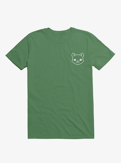 Cat Minimalist Pictogram Kelly Green T-Shirt