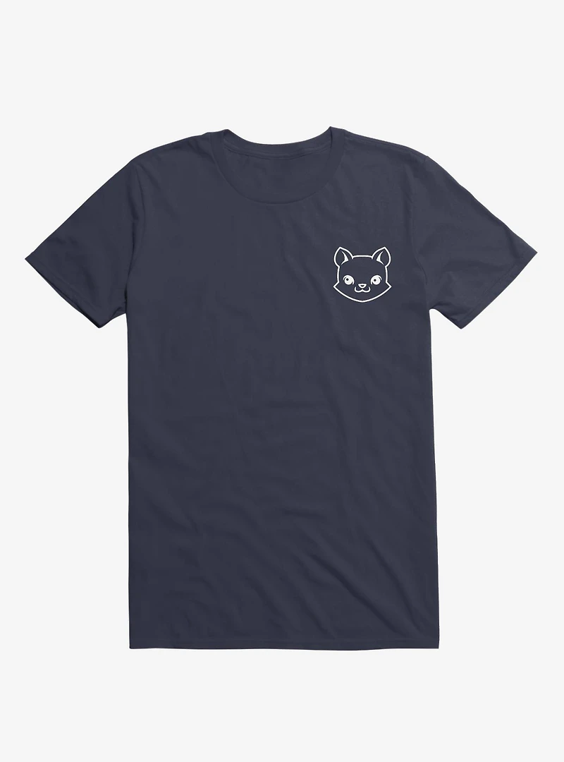 Cat Minimalist Pictogram Navy Blue T-Shirt