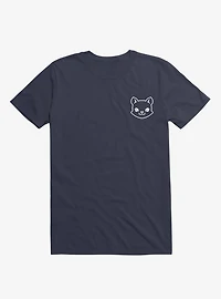 Cat Minimalist Pictogram Navy Blue T-Shirt