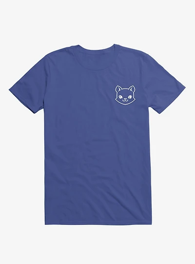 Cat Minimalist Pictogram Royal Blue T-Shirt