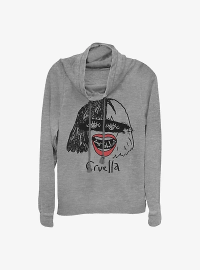 Disney Cruella Look Fabulous Cowlneck Long-Sleeve Girls Top