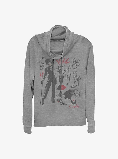 Disney Cruella Fashion Sketches Cowlneck Long-Sleeve Girls Top