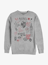 Disney Cruella Rebel Queen Doodles Crew Sweatshirt
