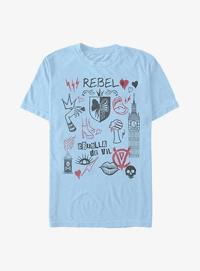 Disney Cruella Rebel Queen Doodles T-Shirt