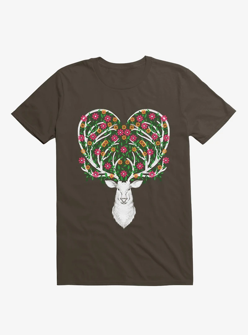 Blooming Deer II Brown T-Shirt