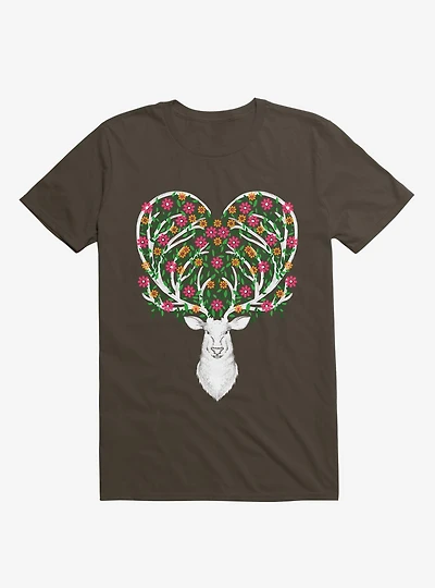 Blooming Deer II Brown T-Shirt