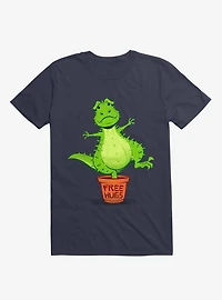 Cactus Rex Free Hugs Navy Blue T-Shirt