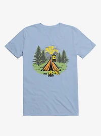 Recharging Offline Camping Dog Light Blue T-Shirt