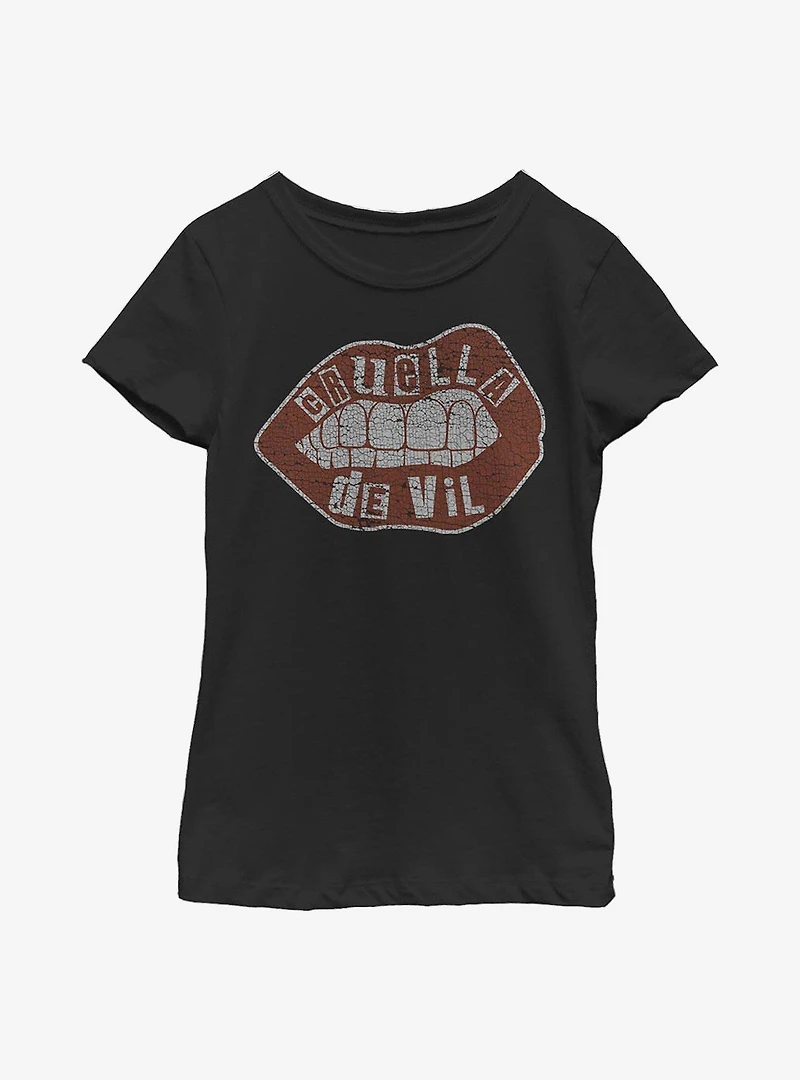 Disney Cruella De Vil Lips Youth Girls T-Shirt