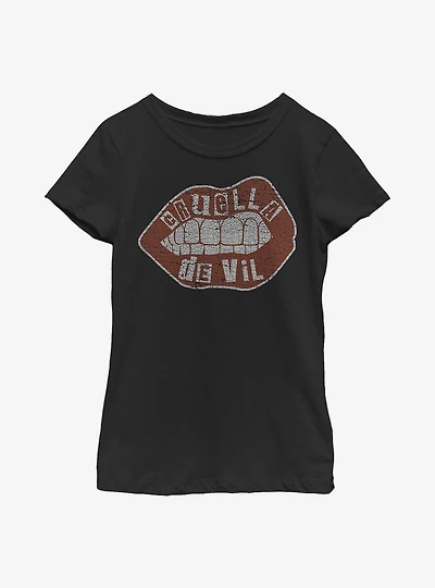 Disney Cruella De Vil Lips Youth Girls T-Shirt