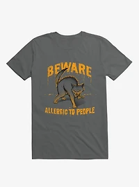 Beware! Allergic To People Cat Charcoal Grey T-Shirt