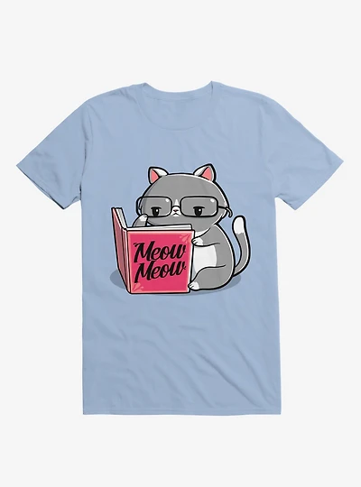 Books For Cats Meow Book Light Blue T-Shirt
