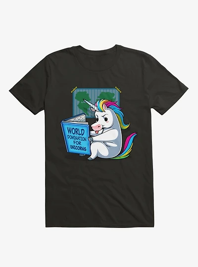 World Domination For Unicorns Black T-Shirt