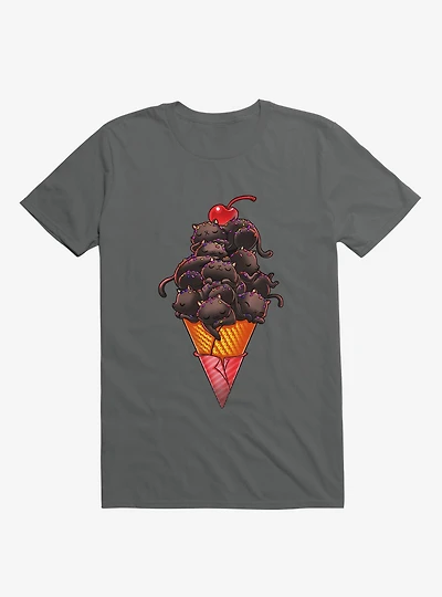 Cat Ice Cream Charcoal Grey T-Shirt