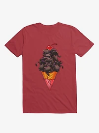 Cat Ice Cream Red T-Shirt