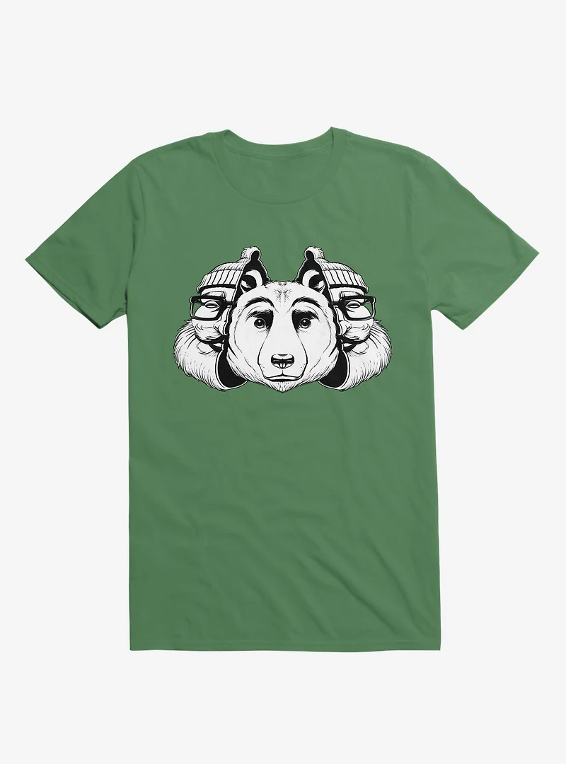 Bear Inside Black And White Kelly Green T-Shirt