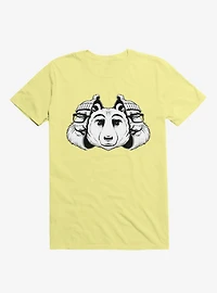 Bear Inside Black And White Corn Silk Yellow T-Shirt