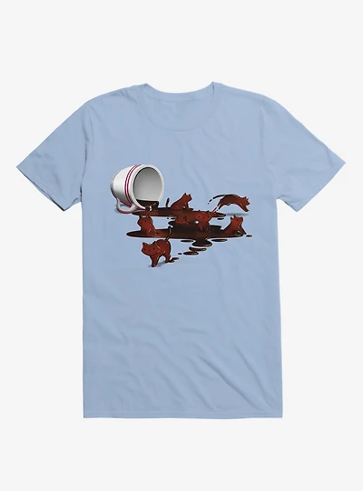 Coffee Cat Light Blue T-Shirt