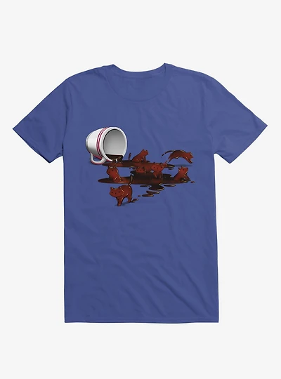 Coffee Cat Royal Blue T-Shirt