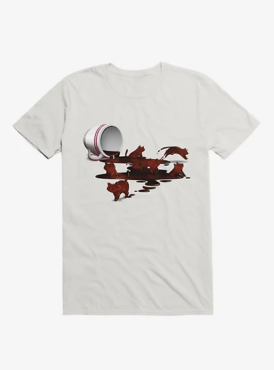 Coffee Cat White T-Shirt