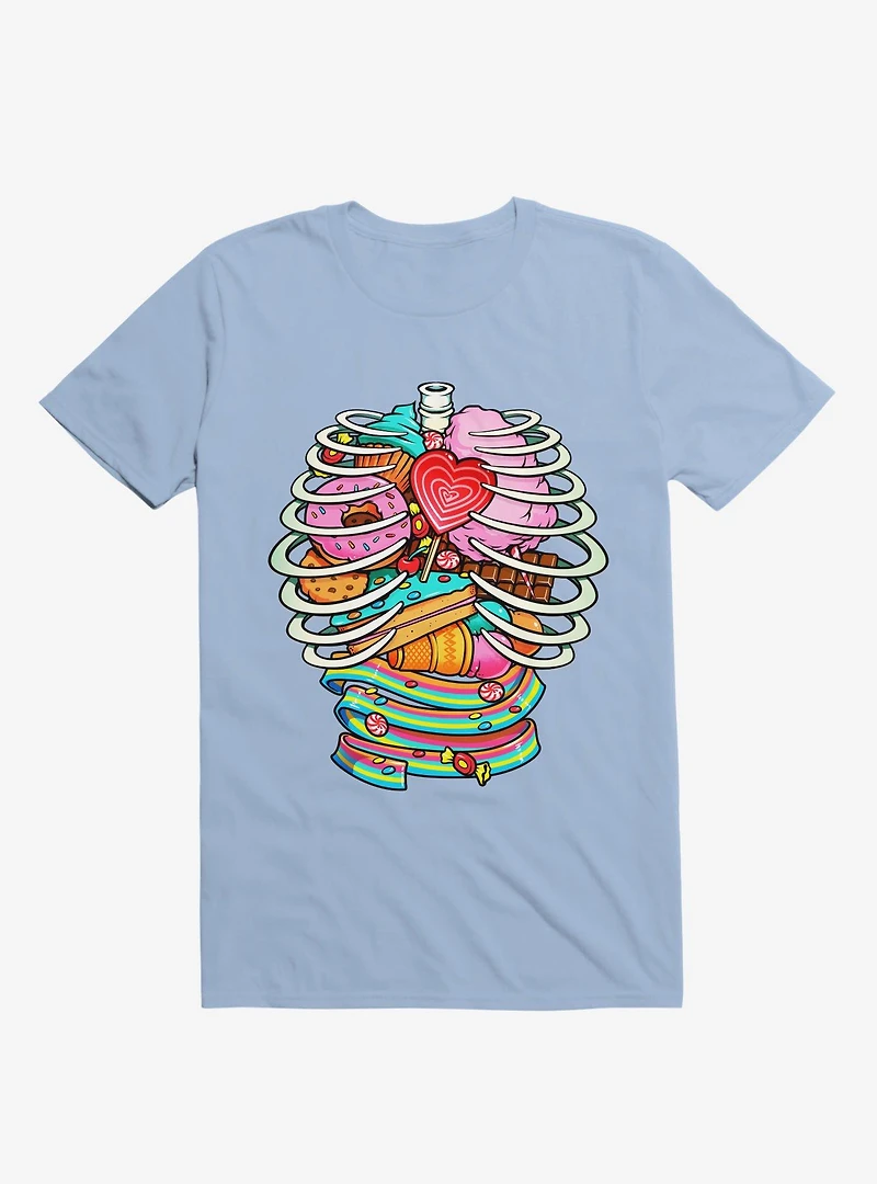 Unicorn Anatomy Sweet Inside Light Blue T-Shirt