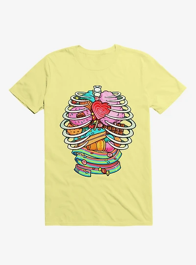 Unicorn Anatomy Sweet Inside Corn Silk Yellow T-Shirt