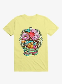 Unicorn Anatomy Sweet Inside Corn Silk Yellow T-Shirt