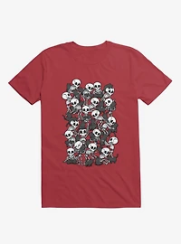 Cat Skull Party Red T-Shirt