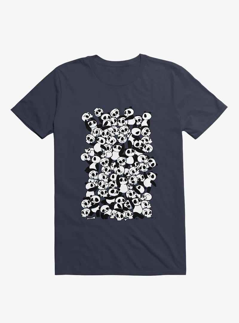 Dia De Los Muertos Panda Party Navy Blue T-Shirt