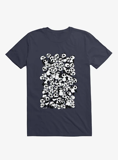 Dia De Los Muertos Panda Party Navy Blue T-Shirt