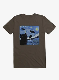 The Starry Cat Night Brown T-Shirt