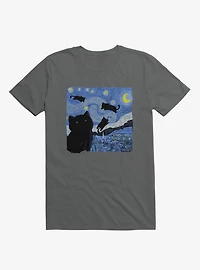 The Starry Cat Night Charcoal Grey T-Shirt