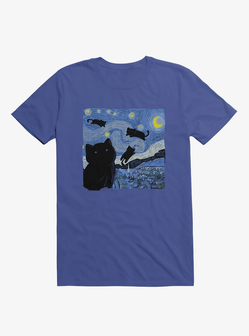 The Starry Cat Night Royal Blue T-Shirt