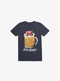Friday Cat Navy Blue T-Shirt