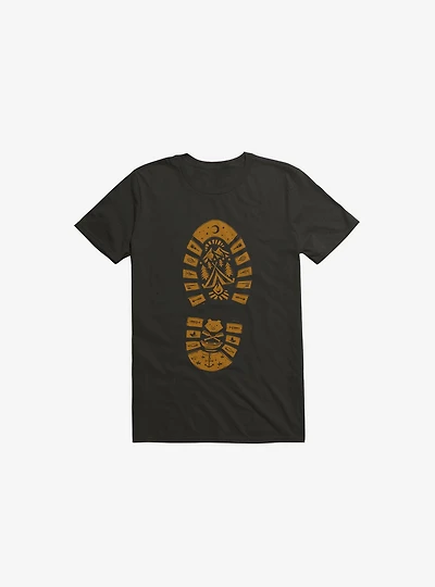 I Love Camping Boot Stamp Black T-Shirt
